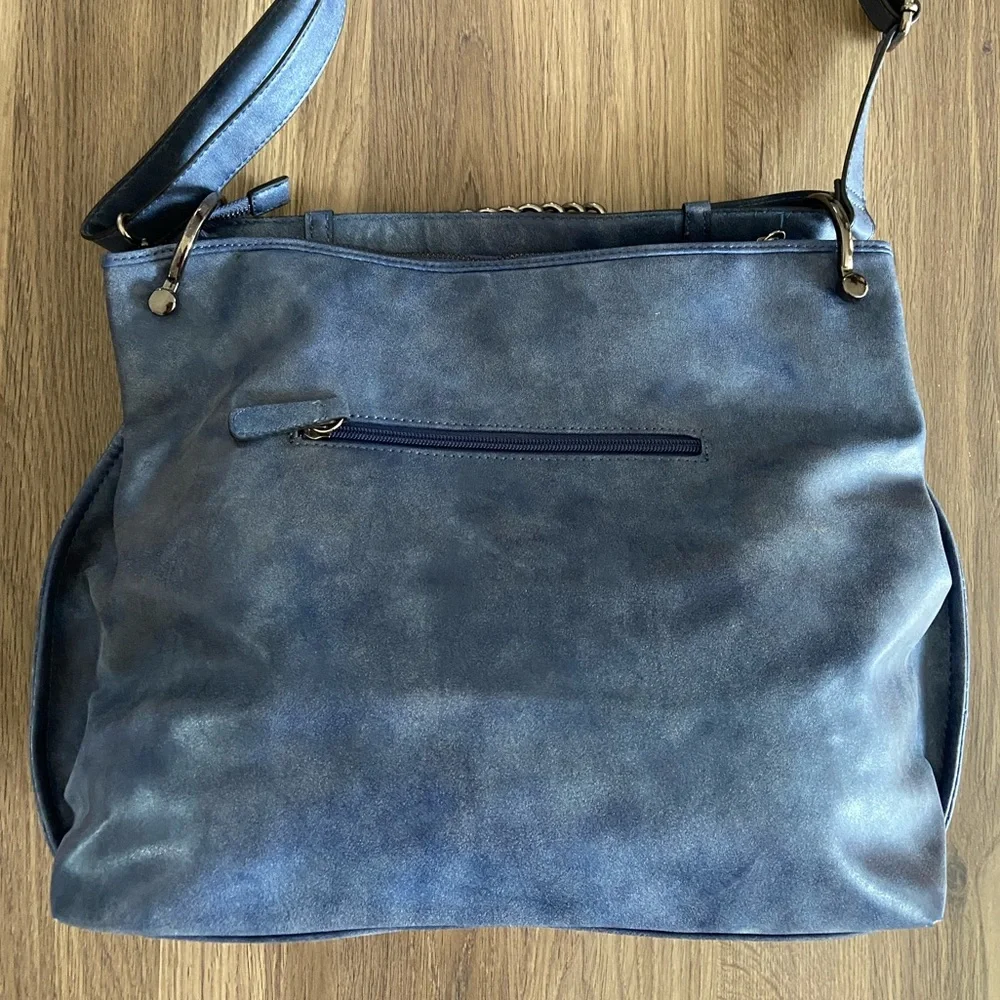 Nicole Miller Faux Suede Quilted Hobo Bag